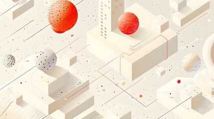 Abstract Cosmic Geometry in Beige, Orange, and Red Wallpaper Background