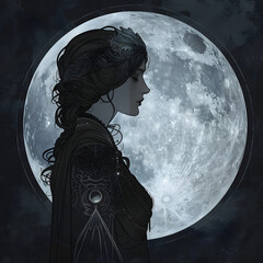 Selene goddess of the moon luna  - obrazy, fototapety, plakaty