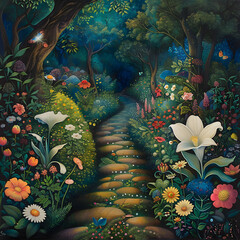 Art painting design of the enchanted garden