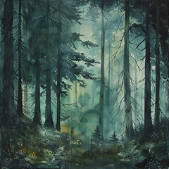 the lost forest never ending path lost in the woods - obrazy, fototapety, plakaty