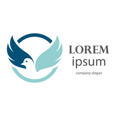 logo design of a flying dove flapping its wings