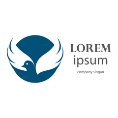 logo design of a flying dove flapping its wings