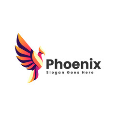 Fototapeta na wymiar Vector Logo Illustration Phoenix Gradient Colorful Style