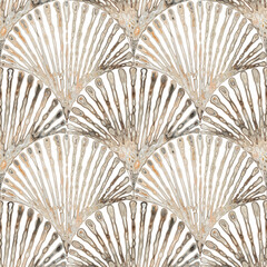Stylized marble scallop shapes seamless pattern, large scale print for bold statement design. - 770222584