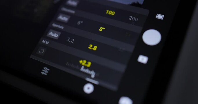 Close Up LCD Screen Showing Camera Settings Of Mavic 3 Pro