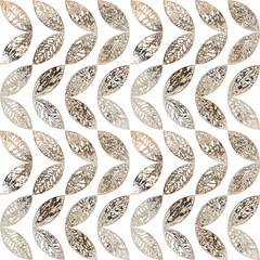 Stylized marble leaves shapes seamless pattern, large scale print for bold statement design. - 770222763