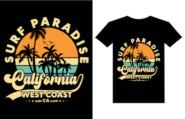 Vector surf paradise california west coast surf retro vintage style t shirt design surfing shirt illustration california t shirt best unique  