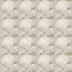 Stylized marble scallop shapes seamless pattern, large scale print for bold statement design - 770223504
