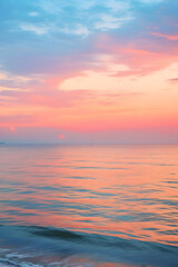 Serene Sundown in the Gulf: A Transparent Dance of Colors Between Sky, Sea, and Land
