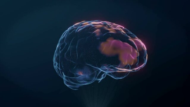 Flying inside Artificial Intelligence Digital Brain bid Data. Animation of thinking process. Future technology animation, AI deep learning computer machine. 3d render 4k Animation