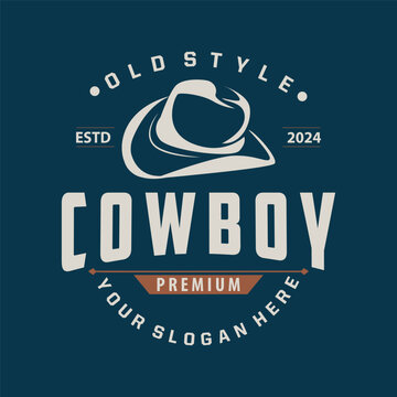 Cowboy hat logo simple old west country texas cowboy black minimalist design retro vintage vector silhouette