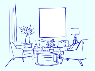 living area illustration vector for card decoration illustration 