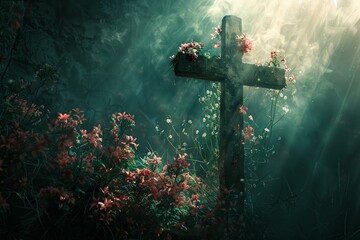 An Easter-themed desktop wallpaper collection focusing on the cross and light - obrazy, fototapety, plakaty
