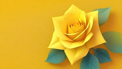 Paper Craft Yellow Rose on Orange Background