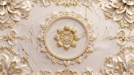 3D wallpaper, ceiling, pink gold