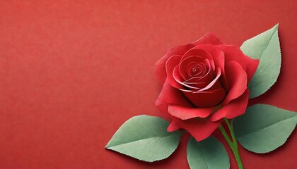 Red Rose on Solid Background