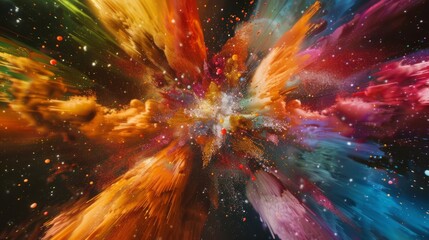Each explosion reveals a different combination of vibrant colors constantly fluctuating in the quantum realm.