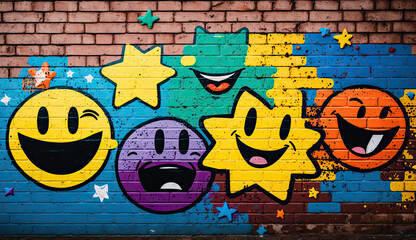 graffiti on wall cartoon design with spray paint	
