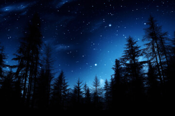 Fototapeta premium a pine trees under the sky with Northern lights. ai generative