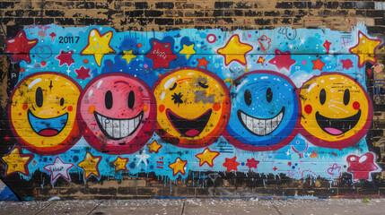 Fototapeta premium graffiti on wall cartoon design with spray paint