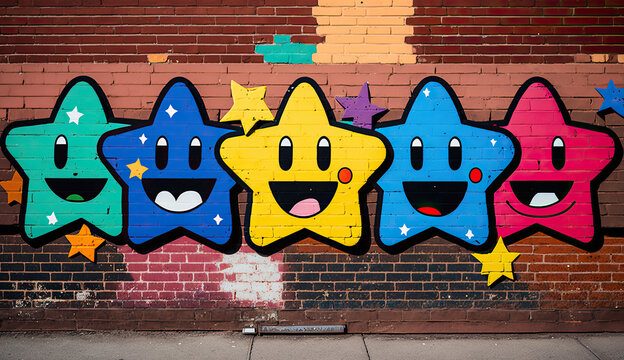 graffiti on wall cartoon design with spray paint	