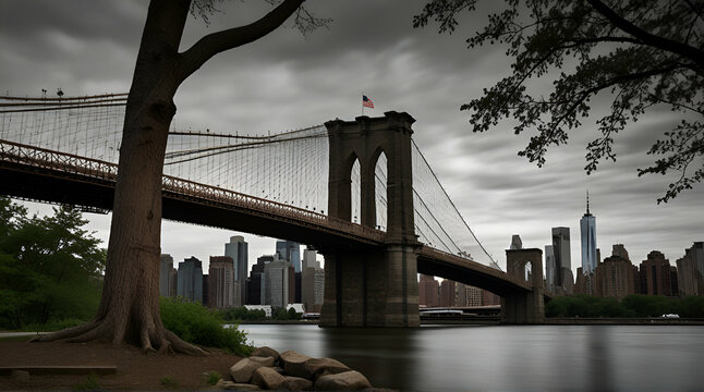 View Of New York City From Brooklyn Bridge.generative.ai