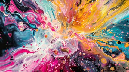Fluid art movements come alive in a dynamic explosion of color and energy - obrazy, fototapety, plakaty