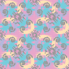 Ikat ogee texture on purple background. Seamless pattern, abstract art.