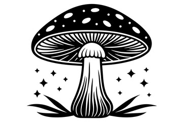 mushroom food silhouette vector illustration