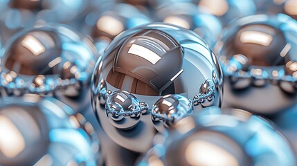 Bright photo of chrome balls. There is a lot of reflection in the balls. Interesting background. Generative AI - obrazy, fototapety, plakaty
