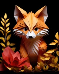 Obraz premium Playful Origami Animal Masterpieces Handmade Minimalist Art With Intricate Details Generative