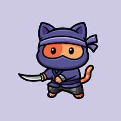 vector illustration of a cute cartoon ninja cat © san