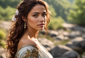 Naklejka premium A Portrait Of Breathtakingly Gorgeous, Exotic, Beautiful Woman. 