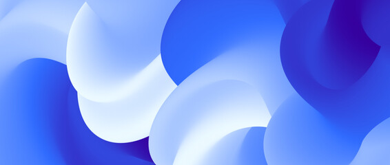 Creative white blue fluid gradient background. Wavy curved 3d flow poster wallpaper. Liquid wave backdrop. Cold color template for presentation, banner, flyer, booklet, brochure. Vector illustration