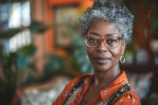 portrait of confident adult 50 years old female psychologist looking at camera