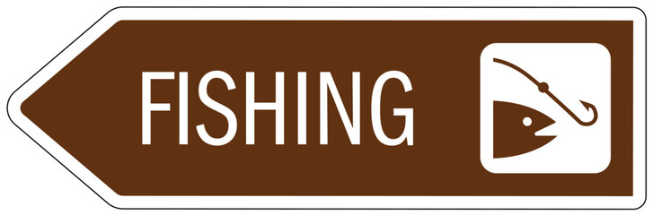 Campground directional sign fishing