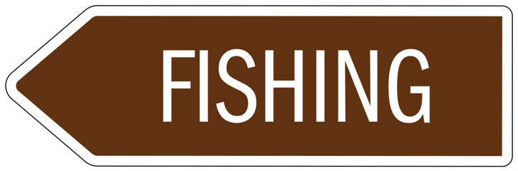 Campground directional sign fishing