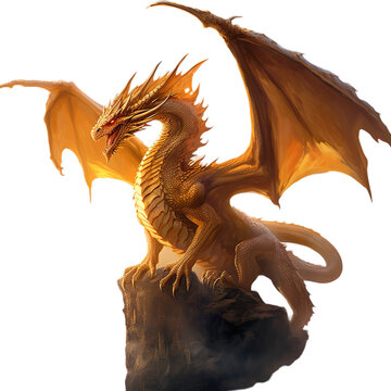 illustration of dragon, Isolated on transparent PNG background, Generative ai