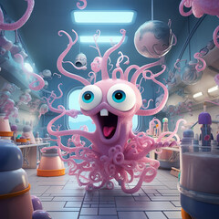 3D cartoon octopus 