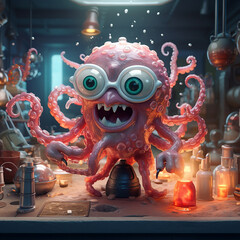 3D cartoon octopus 