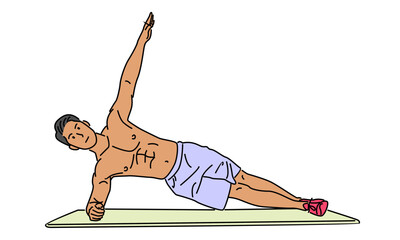 line art color of man stretching yoga pose
