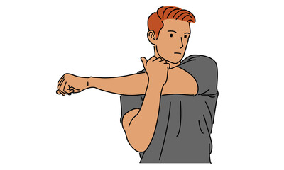 line art color of man stretching his arm