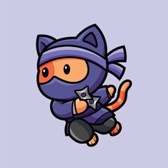 vector illustration of a cute cartoon ninja cat © san