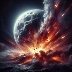 The moon explodes illustration