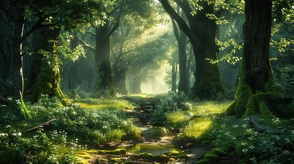sun rays in forest