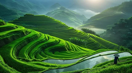 Kissenbezug rice terraces in island © DigitalArt Max
