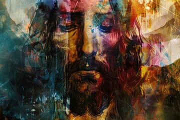 Obraz na płótnie Canvas An abstract representation of Jesus, blending divinity with modern art elements