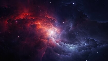 Colorful nebula rising start, red giant, black hole, deep space