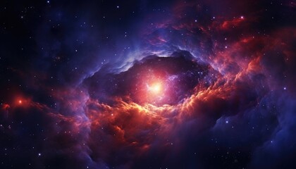 Colorful nebula rising start, red giant, black hole, deep space - obrazy, fototapety, plakaty