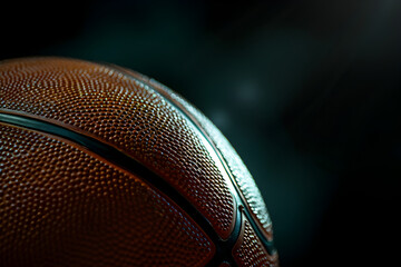 Basketball Closeup on Black Background with Space for Text